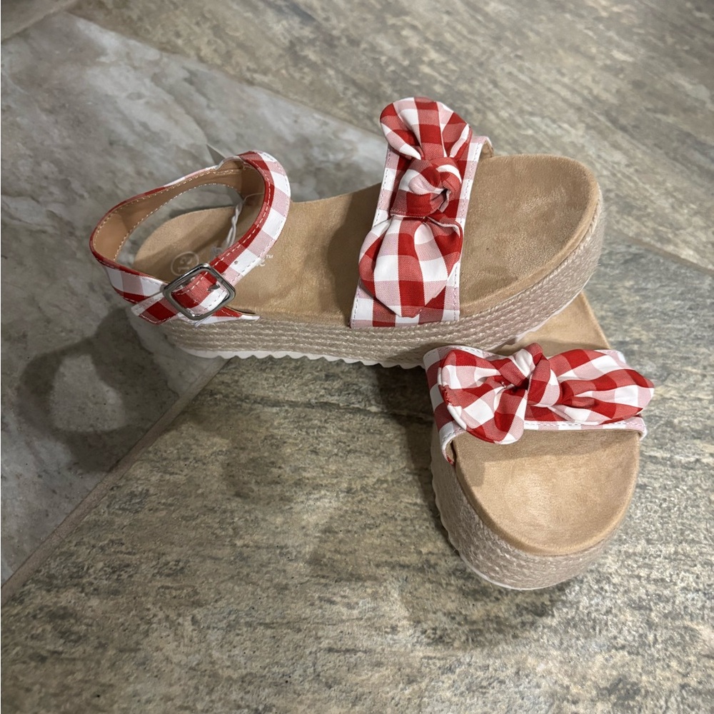 Cat & Jack Red Checkered Kids Sandals